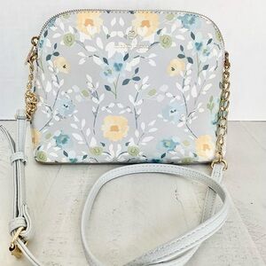 Nanette Lepore Floral Crossbody Bag - Light Gray and Gold